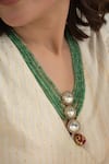 Do Taara_Green Multi Layered Onyx Stone Polki Necklace _Online_at_Aza_Fashions