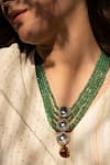 Shop_Do Taara_Green Multi Layered Onyx Stone Polki Necklace _Online_at_Aza_Fashions