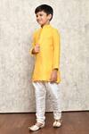 Shop_Petite Pomme_Yellow Jacquard Geometric Woven Kurta _Online_at_Aza_Fashions