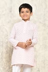 Buy_Petite Pomme_Pink Cotton Embroidery Floral Jaal Kurta _Online_at_Aza_Fashions