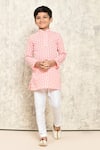 Buy_Petite Pomme_Peach Cotton Embroidery Jaal Kurta _at_Aza_Fashions