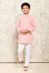 Buy_Petite Pomme_Peach Cotton Embroidery Jaal Kurta _Online_at_Aza_Fashions