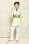 Buy_Samyukta Singhania_Green Cotton Self Pattern Geometric Work Pastel Kurta _Online_at_Aza_Fashions