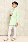 Shop_Samyukta Singhania_Green Cotton Self Pattern Geometric Work Pastel Kurta _Online_at_Aza_Fashions