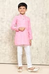 Buy_Samyukta Singhania_Pink Cotton Self Pattern Geometric Work Straight Kurta _Online_at_Aza_Fashions