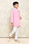 Shop_Samyukta Singhania_Pink Cotton Self Pattern Geometric Work Straight Kurta _Online_at_Aza_Fashions