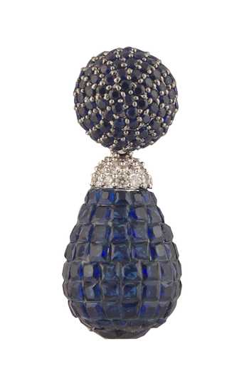 Shop_Vivinia By Vidhi Mehra_Blue Zari Zircon Studded Dangler Drop Earrings _Online_at_Aza_Fashions