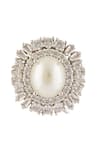 Shop_VIVINIA by Vidhi Mehra_White Zircon Diamond Pearl Embellished Stud Earrings_Online_at_Aza_Fashions