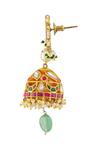 Buy_Vivinia By Vidhi Mehra_Multi Color Pearls, Piping, Stones Floral Kundan Studded Jhumkas _Online_at_Aza_Fashions