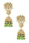 Shop_Vivinia By Vidhi Mehra_Green Kundan Studded Half Moon Jhoomar Jhumkas _at_Aza_Fashions