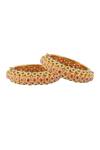 Vivinia By Vidhi Mehra_Multi Color Pearls, Stones Floral Butti Kundan Embellished Bangles- Set Of 2 _Online_at_Aza_Fashions