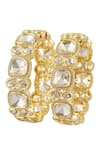 Shop Vivinia By Vidhi Mehra Gold Plated Stones Polki Embellished Bangles- Set Of 2 Online at Aza Fashions Shop_Vivinia By Vidhi Mehra_Gold Plated Stones Polki Embellished Bangles- Set Of 2 _Online_at_Aza_Fashions
