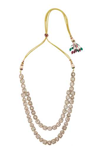 Buy_Vivinia By Vidhi Mehra_Gold Plated Crystals, Diamonds Kundan Layered Necklace Set _Online_at_Aza_Fashions
