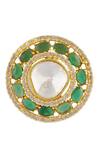 Vivinia By Vidhi Mehra_Green Stones Embellished Circular Stud Earrings _Online_at_Aza_Fashions