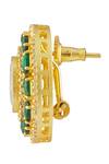 Buy_Vivinia By Vidhi Mehra_Green Stones Embellished Circular Stud Earrings _Online_at_Aza_Fashions