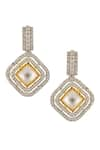 Shop_VIVINIA by Vidhi Mehra_White Pearl Zircon Diamond Earrings _at_Aza_Fashions