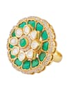VIVINIA by Vidhi Mehra_Green Kundan Polki Embellished Ring_Online_at_Aza_Fashions