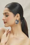 Buy_Vivinia By Vidhi Mehra_Blue Zari Zircon Diamond Embellished Hoop Earrings _at_Aza_Fashions