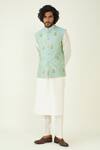 Buy_Roohbyridhimaa_Green Silk, Chanderi Embroidery Floral Bundi _at_Aza_Fashions