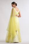 Shop_Roohbyridhimaa_Yellow Viscose, Crepe Embroidery Round Neck Mukhee Abstract Pattern Lehenga Set _at_Aza_Fashions