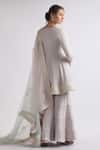 Shop_Roohbyridhimaa_Gray Cotton, Silk Organza Lace, Gota Patti Embroidered Ash Grey Anarkali Set _at_Aza_Fashions