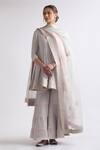 Buy_Roohbyridhimaa_Gray Cotton, Silk Organza Lace, Gota Patti Embroidered Ash Grey Anarkali Set _Online_at_Aza_Fashions