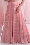 Roohbyridhimaa_Pink Viscose, Crepe Mirrors, Qurbat Bandhej Pattern Panelled Lehenga Set _Online_at_Aza_Fashions