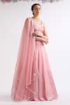 Roohbyridhimaa_Pink Viscose, Crepe Mirrors, Qurbat Bandhej Pattern Panelled Lehenga Set _at_Aza_Fashions
