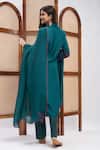 Shop_Roohbyridhimaa_Green Organza, Silk, Cotton Embroidery V-neck Resham Placement Kurta Set _at_Aza_Fashions