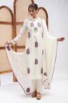 Buy_Roohbyridhimaa_Off White Silk, Cotton, Organza Embroidery Mandarin Sarang Resham Kurta Set _at_Aza_Fashions