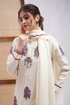 Shop_Roohbyridhimaa_Off White Silk, Cotton, Organza Embroidery Mandarin Sarang Resham Kurta Set _Online_at_Aza_Fashions