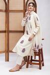 Roohbyridhimaa_Off White Silk, Cotton, Organza Embroidery Mandarin Sarang Resham Kurta Set _at_Aza_Fashions