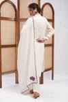 Shop_Roohbyridhimaa_Off White Silk, Cotton, Organza Embroidery Mandarin Sarang Resham Kurta Set _at_Aza_Fashions