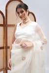 Buy_RoohbyRidhimaa_Off White Pure Silk Organza Shwet Saree With Unstitched Blouse Piece _Online_at_Aza_Fashions