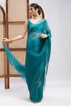 Buy_RoohbyRidhimaa_Blue Pure Silk Organza Embroidered Sultaan Saree With Unstitched Blouse Piece _at_Aza_Fashions