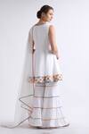 Shop_Roohbyridhimaa_White Organza, Linen, Cotton Embroidery, Bahaar Border Anarkali Sharara Set _at_Aza_Fashions