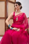 Buy_RoohbyRidhimaa_Fuchsia Pure Silk Organza Gulaabo Border Saree With Unstitched Blouse Piece 