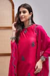 Shop_RoohbyRidhimaa_Magenta Silk Chanderi Embroidery Resham Round Khwabeeda Kurta Set _Online_at_Aza_Fashions