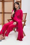 RoohbyRidhimaa_Magenta Silk Chanderi Embroidery Resham Round Khwabeeda Kurta Set _at_Aza_Fashions