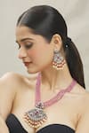 Shop Vivinia By Vidhi Mehra Pink Diamonds, Stones Kundan Embellished Pendant Necklace Set Online at Aza Fashions Shop_Vivinia By Vidhi Mehra_Pink Diamonds, Stones Kundan Embellished Pendant Necklace Set _Online_at_Aza_Fashions
