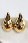 Shop_MNSH_Gold Plated Plain Tear Drop Shaped Earrings_at_Aza_Fashions
