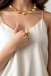 Shop_MNSH_Gold Plated Plain Tear Drop Shaped Ring _at_Aza_Fashions