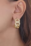 Buy_MNSH_Gold Plated Diamon Stone Embellished Link Chain Hoop Earrings_at_Aza_Fashions