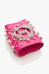 Shop_Outhouse_Pink Pearl And Crystals Encrusted Oh V Jewelled Glovelettes _at_Aza_Fashions