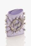 Buy_Outhouse_Purple Pearl And Crystals Encrusted Oh V Jewelled Monogram Glovelettes _at_Aza_Fashions