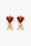 Buy_Outhouse_Gold Plated Stone Embellished Bisou Love Links Initial Earrings _at_Aza_Fashions