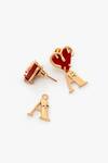 Shop_Outhouse_Gold Plated Stone Embellished Bisou Love Links Initial Earrings _at_Aza_Fashions