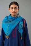 Shop_Kora_Blue Kurta And Pant Handloom Cotton Embroidery Thread Round Border Set _Online_at_Aza_Fashions