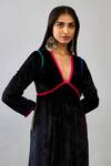Buy_Kora_Black , Satin, Velvet Embroidery, Tassels Border Kurta Set With Scarf 