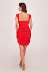 Shop_House of Varada_Red Crepe Sweetheart Ruched Short Dress  _at_Aza_Fashions